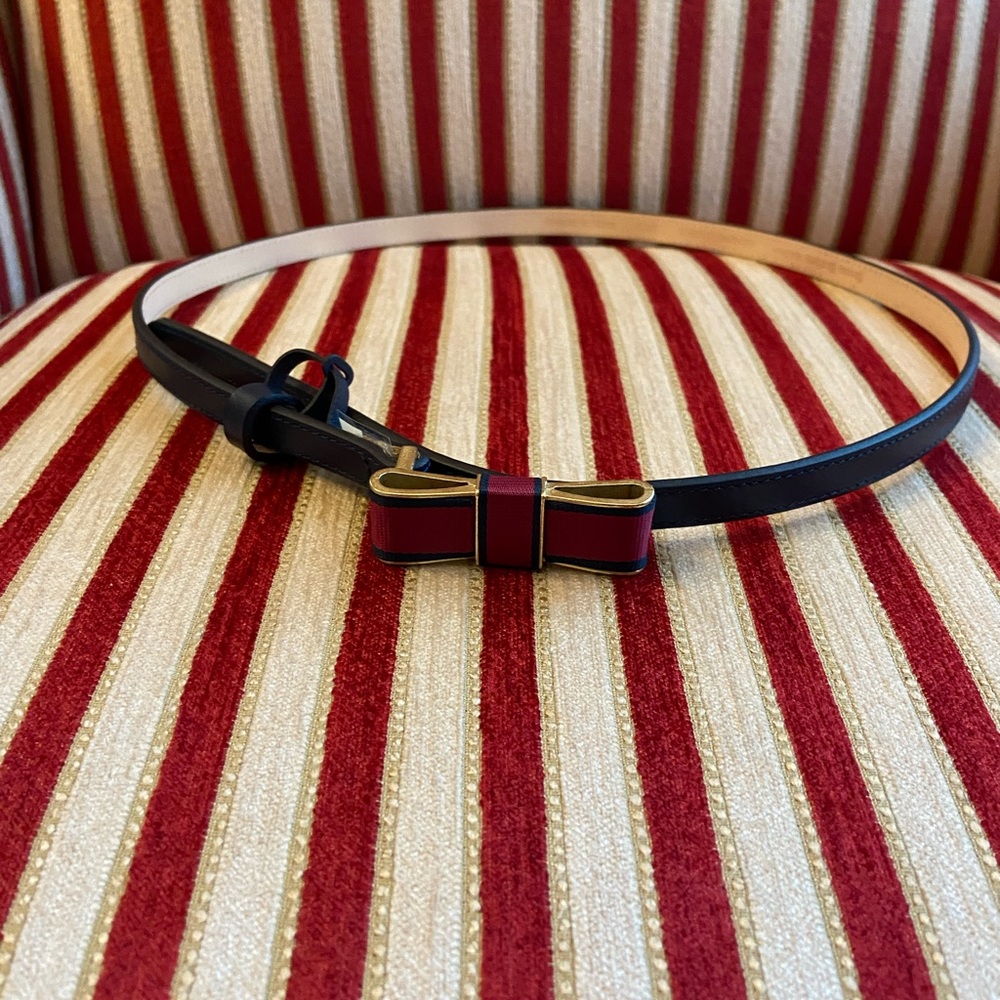 Brooks Brothers Red Fleece Navy Leather Bow Waist Belt size Small